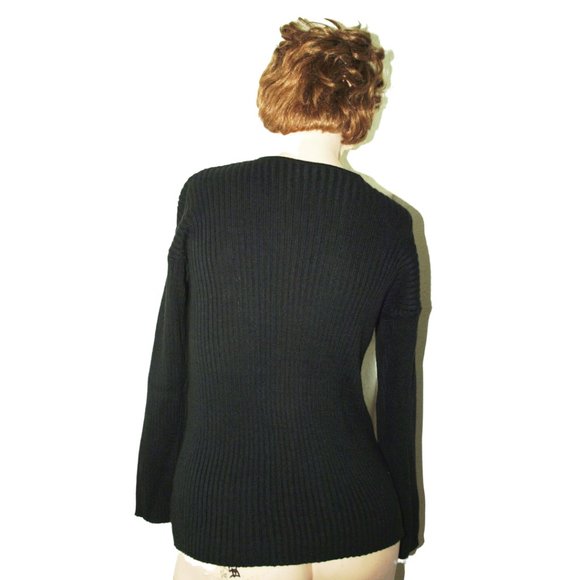 Vittoria Made in Italy black knit top with cut outs SZ M - Picture 3 of 4